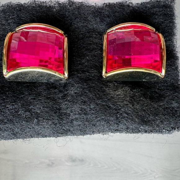 VINTAGE PINK & GOLD Clip On Earrings 💖 - Picture 4 of 6